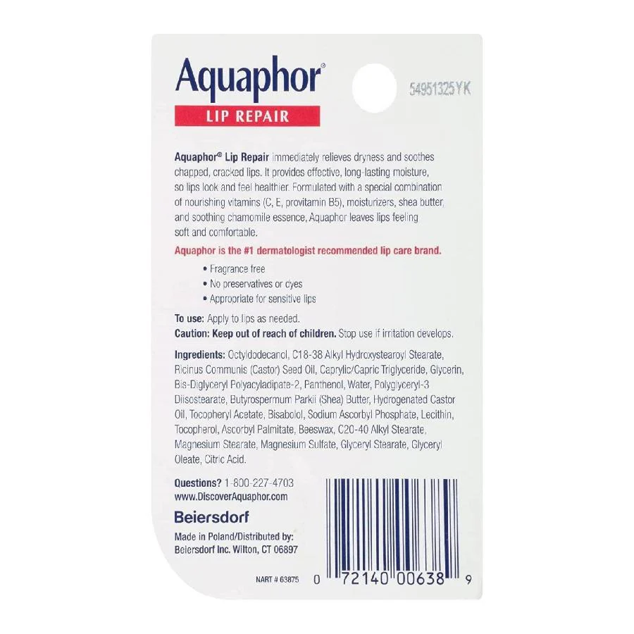 Aquaphor Lip Repair Balm - Immediate Relief for Dry  Chapped Lips, 0.35 oz Tubes - 12 Pack - Image 3