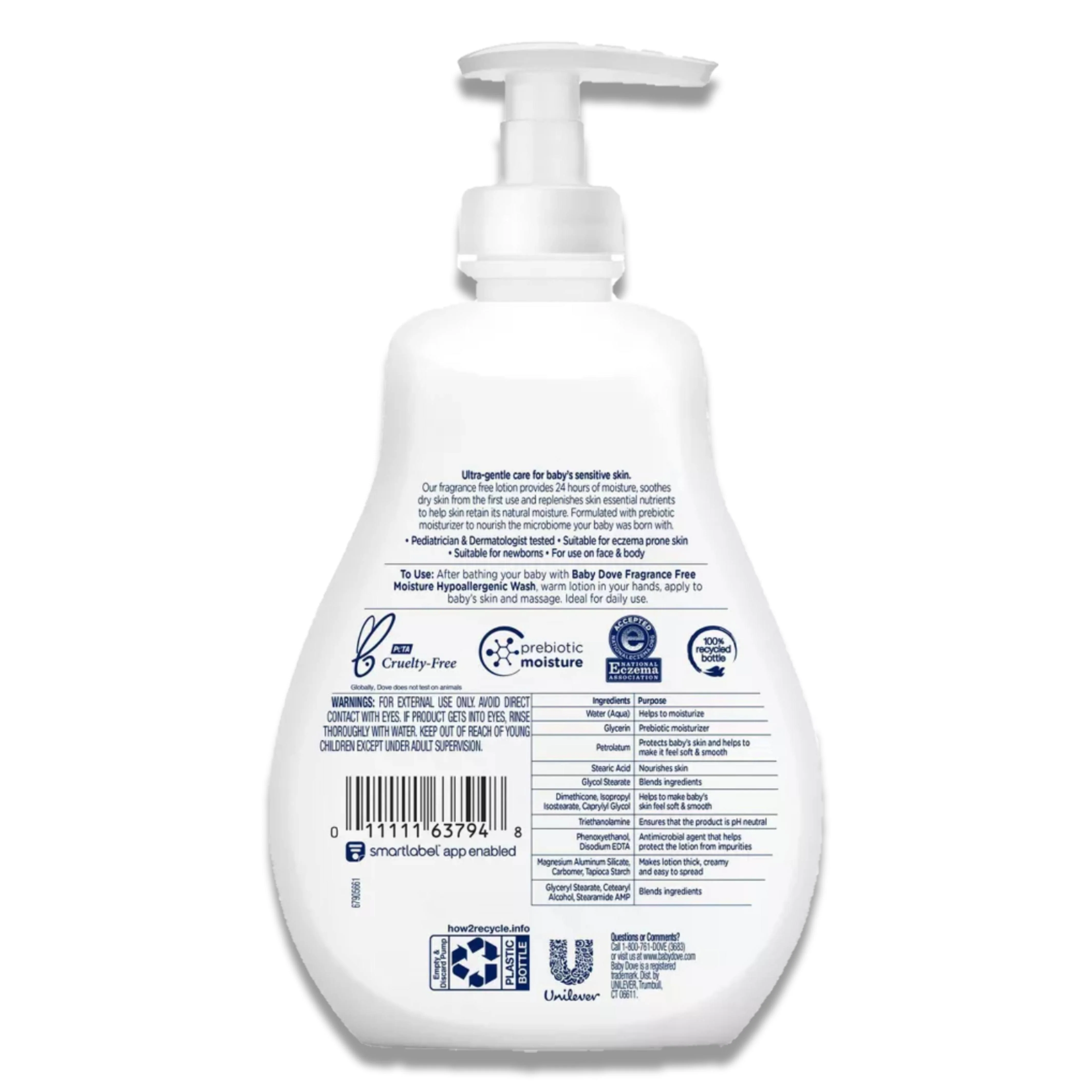 Baby Dove - Sensitive Moisture Fragrance-Free Lotion - 13 Oz - 4 Pack - Image 3