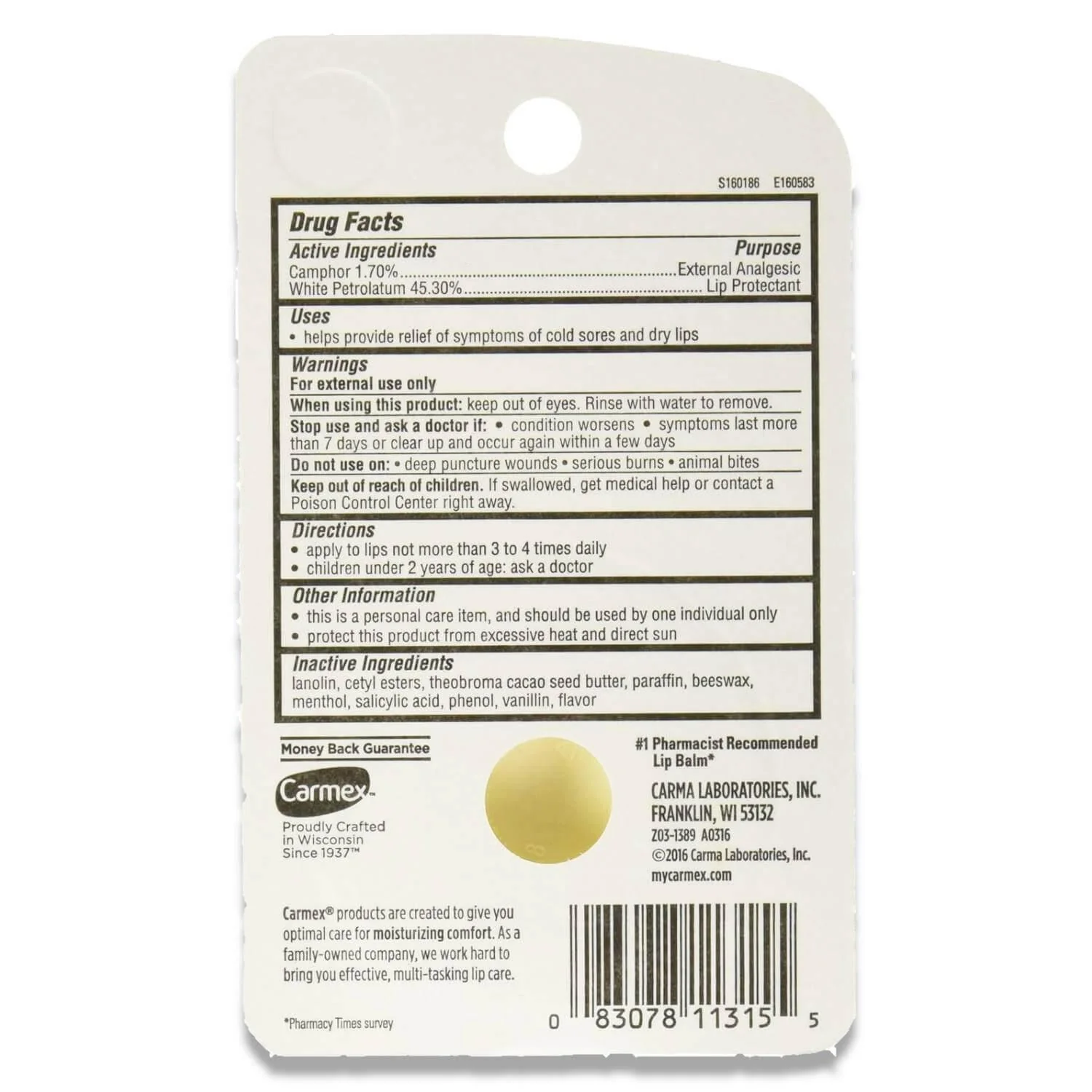 Carmex Classic Medicated Lip Balm Soothes and Protects Dry Lips, 0.25 oz Jars - 12 Pack - Image 3