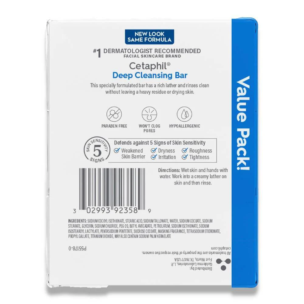 Cetaphil - Deep Cleansing Bar, 3 Pack - 4.5 Oz - 6 Pack - Image 3