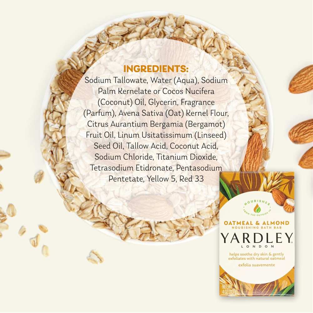 Yardley - London Naturally Moisturizing Bar Soap, Oatmeal & Almond - 4 Oz - 24 Pack - Image 3