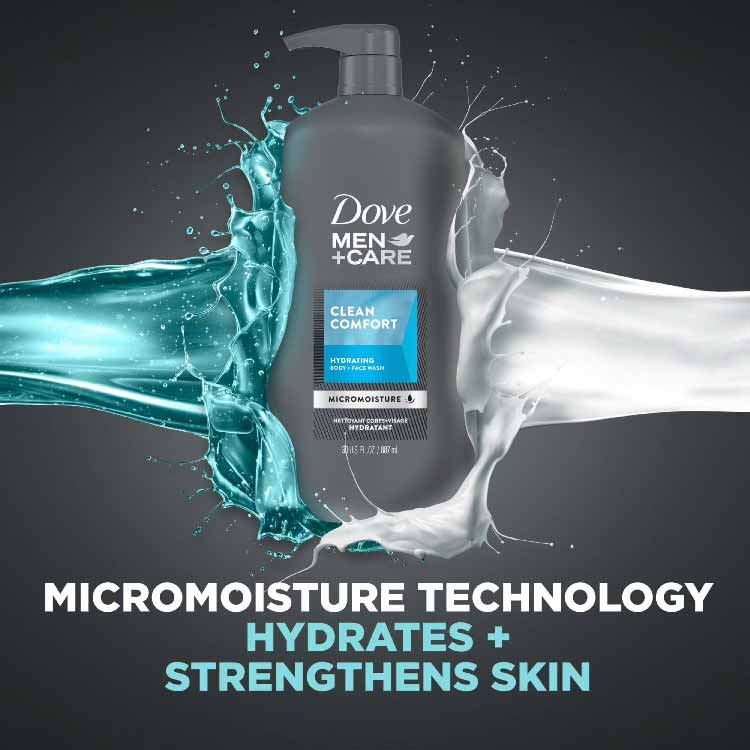 Dove - Men+Care Clean Comfort Body & Face Wash - 30 Oz - 2 Pack - Image 4