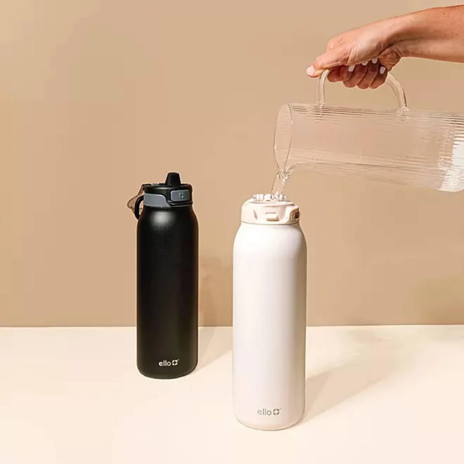 Ello Pop & Fill - Stainless Steel Water Bottle with QuickFill Technology - Dunes/Charcoal - 32 Oz - 2 Pack - Image 3