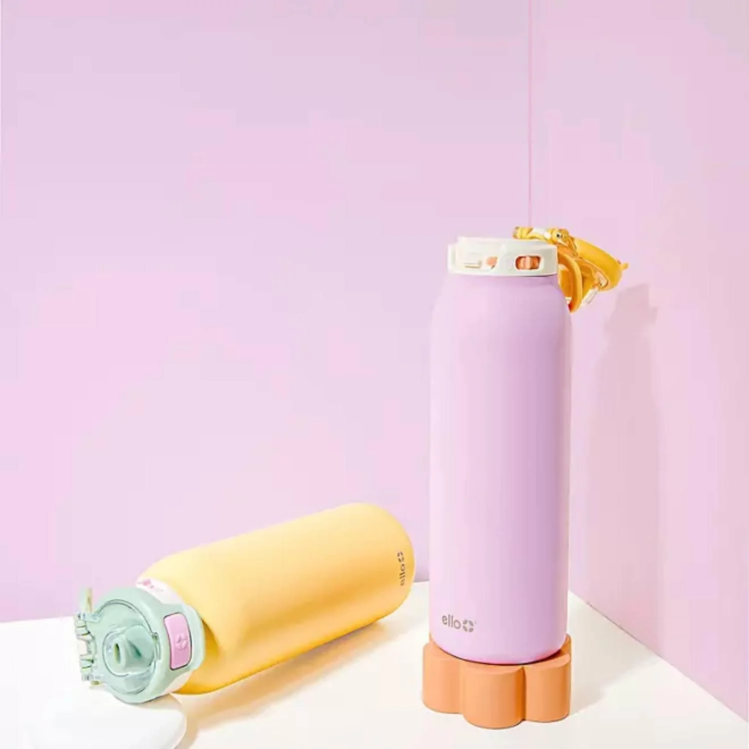 Ello Pop & Fill - Stainless Steel Water Bottle with QuickFill Technology - Tangerine/Plum - 32 Oz - 2 Pack - Image 3