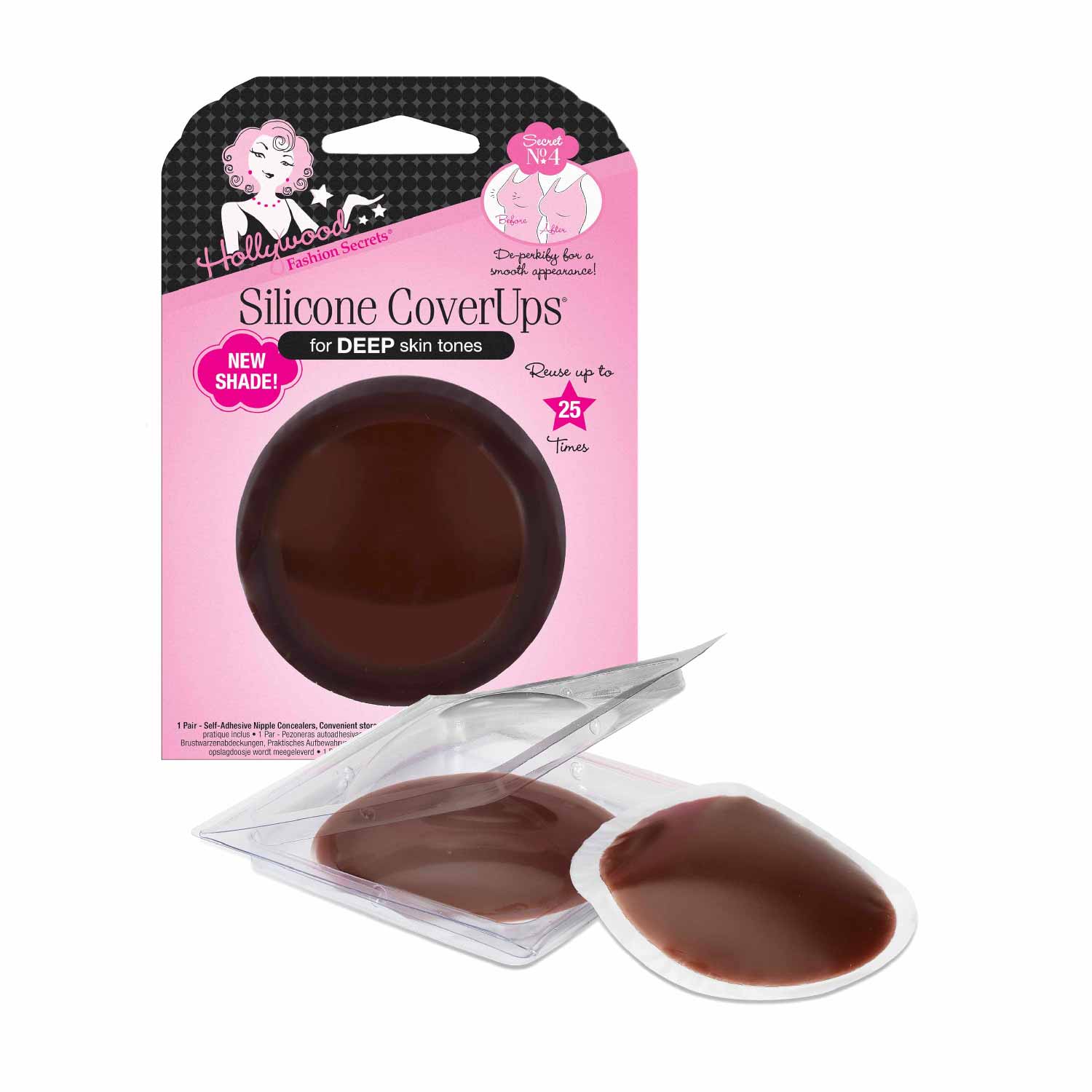 Hollywood Fashion Secrets - Silicone Coverups, Hypoallergenic, Reusable, Washable, Deep Shade - 12 Pack - Image 3