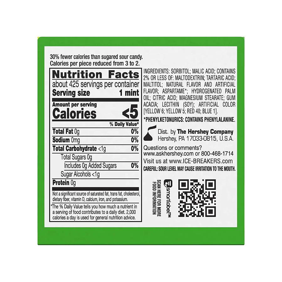 Ice Breakers Sours Sugar Free Mints, Watermelon, Green Apple, Tangerine - Pack of 8 - Image 3