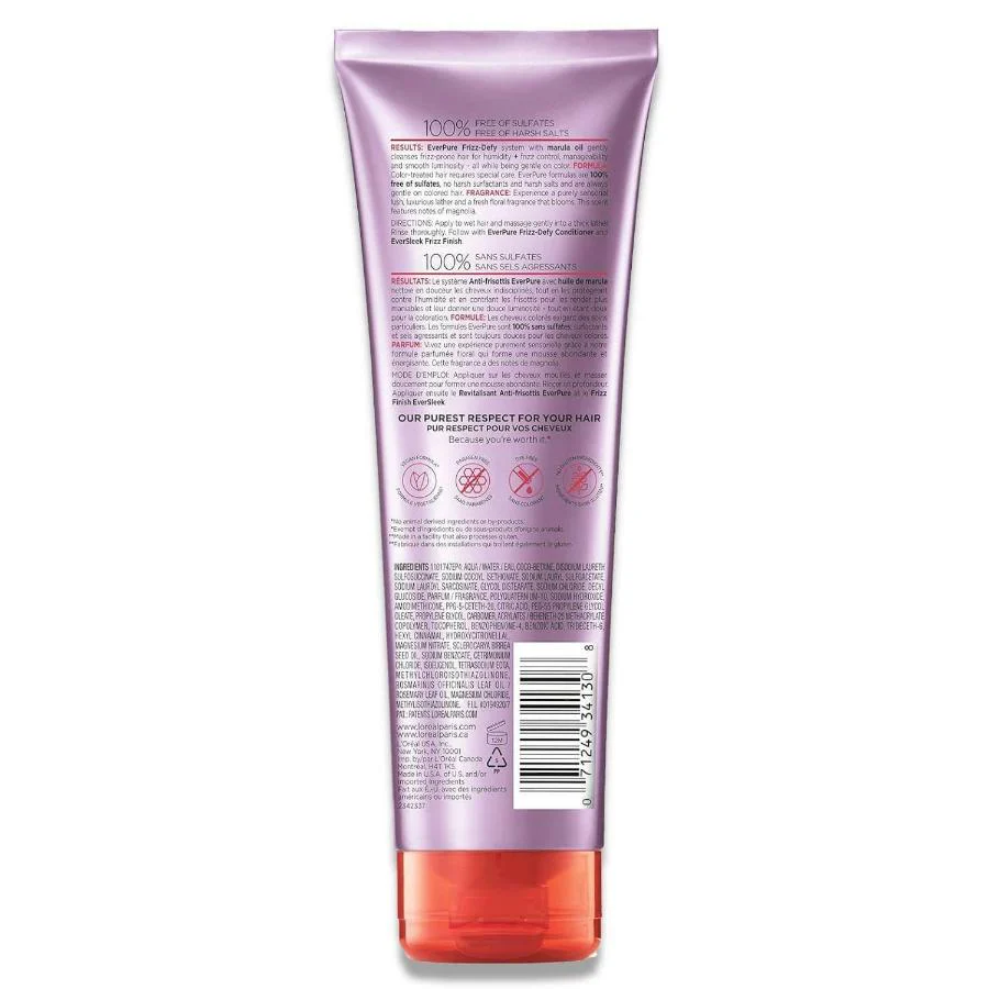 L'Oreal - Paris EverPure Sulfate Free Frizz Shampoo, With Marula Oil- 8.5 oz - 6 Pack - Image 3