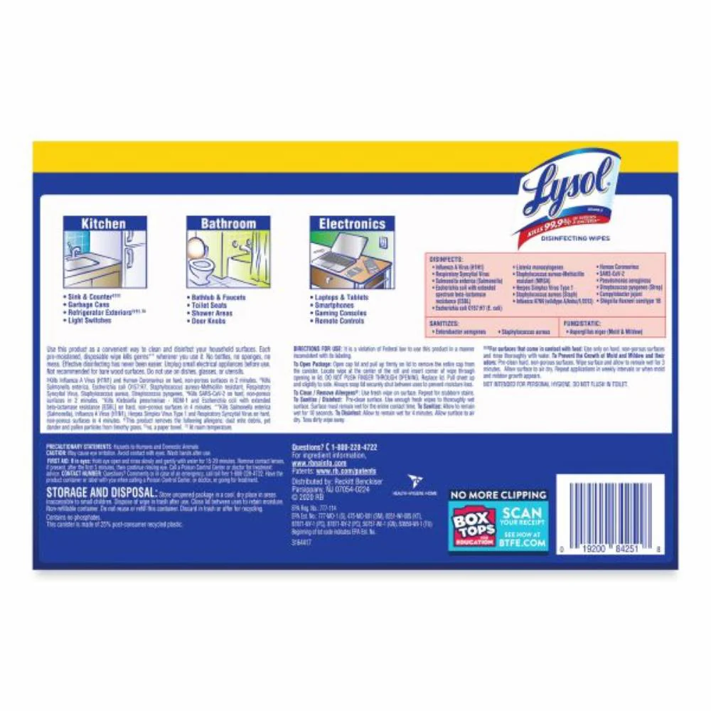 Lysol - Disinfectant Wipes, Multi Surface Antibacterial Cleaning Wipes 3 Pack Each - 80 Ct each - 2 Pack - Image 4