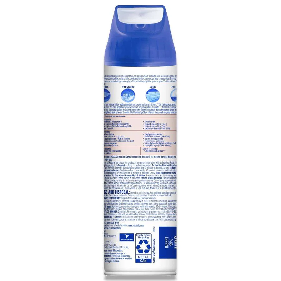 Lysol - Pet Odor Eliminator Spray, Sanitizing and Disinfecting - 15 Oz - 12 Pack - Image 3