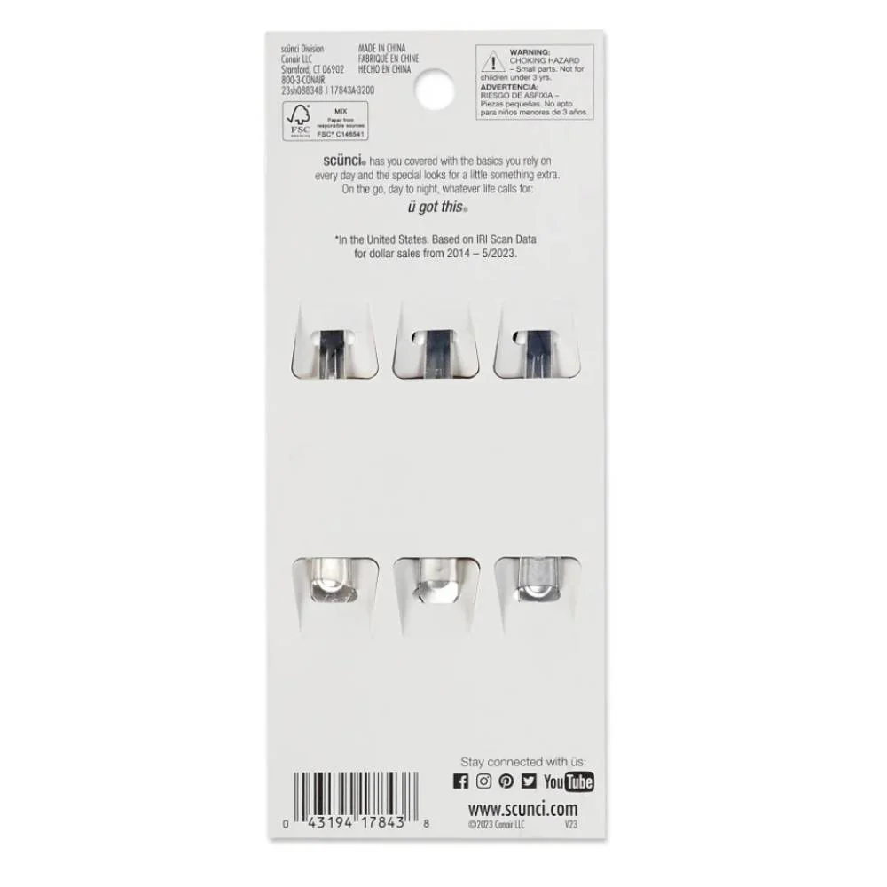 Scunci - No Slip Grip Oval Clips Assorted Colors 3 ct - 48 Pack - Image 3