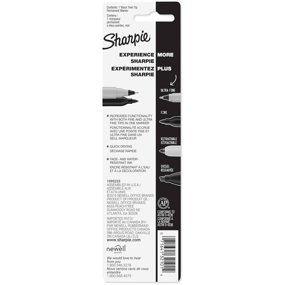 Sharpie - Fine/Ultra Fine Twin-Tip Permanent Marker Carded, Black - 48 Pack - Image 3