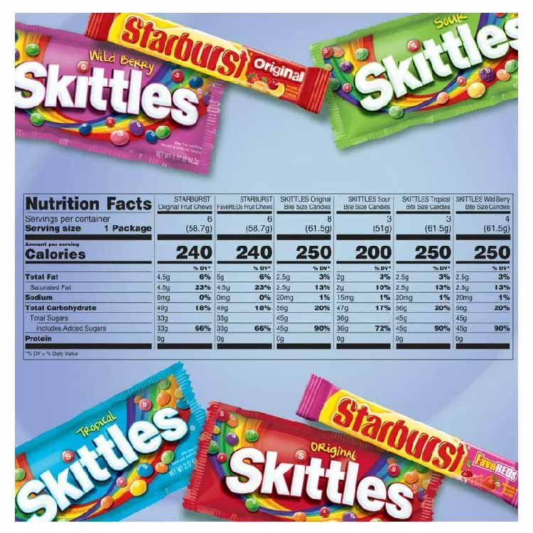 Starburst and Skittles Chewy Candy Variety Box 62.79 oz. 30 ct. - Image 3
